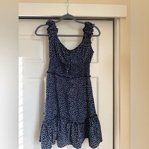 Navy blue polkadot mid thigh, summer dress